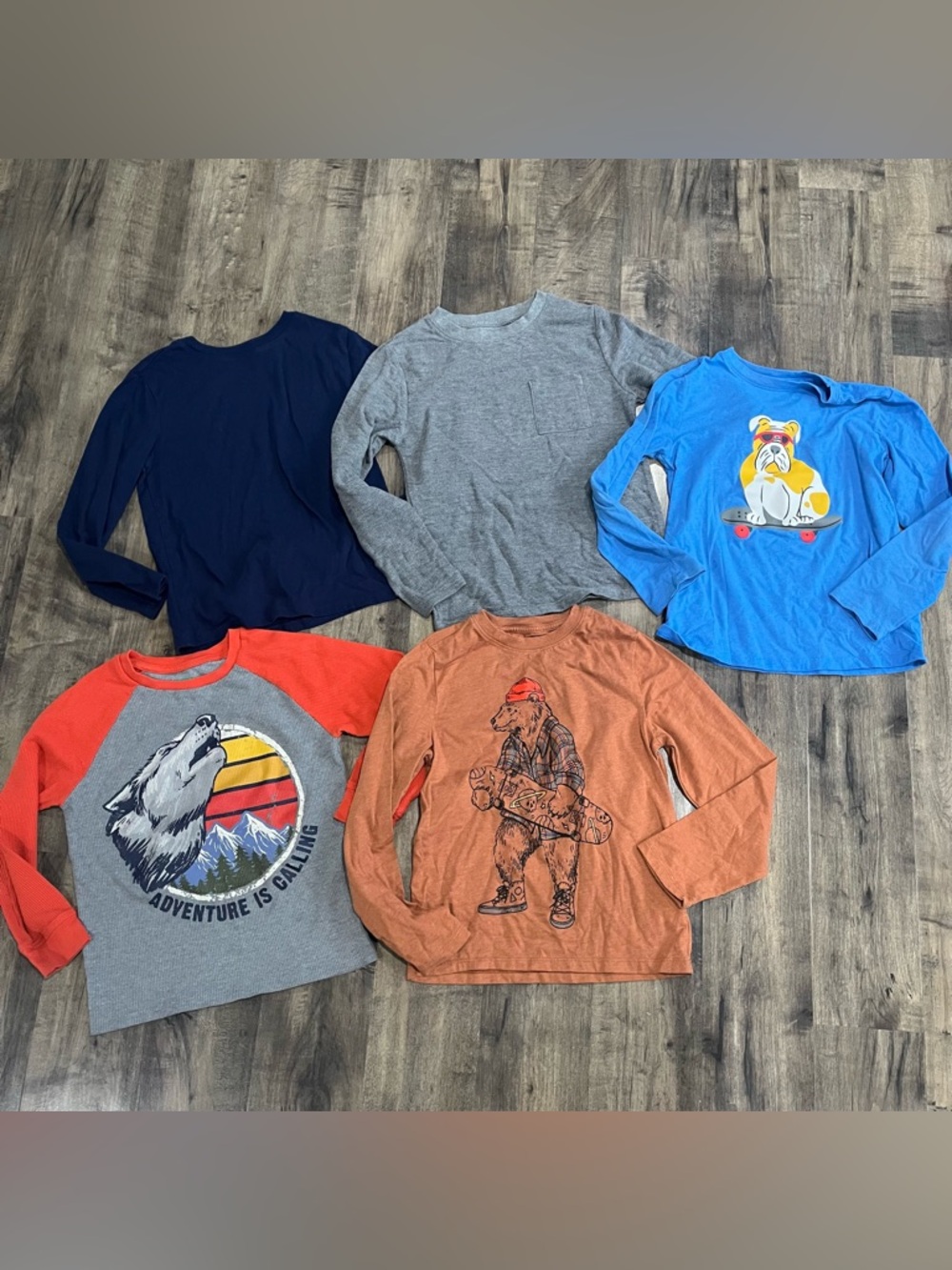 Cat & Jack Boys Youth Small 6/7 Long Sleeve Graphic T-Shirt Lot Of 5